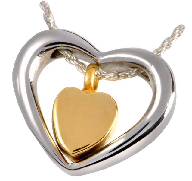 gold heart memorial ash pendant