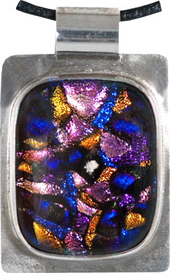 purple blue and gold glass cremation pendant
