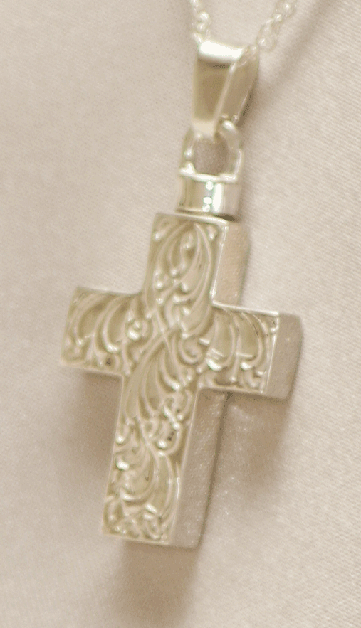 Picture of sterling silve etched cross pendant