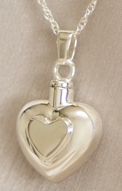 photo of Sterling Silver double heart Cremation Pendant