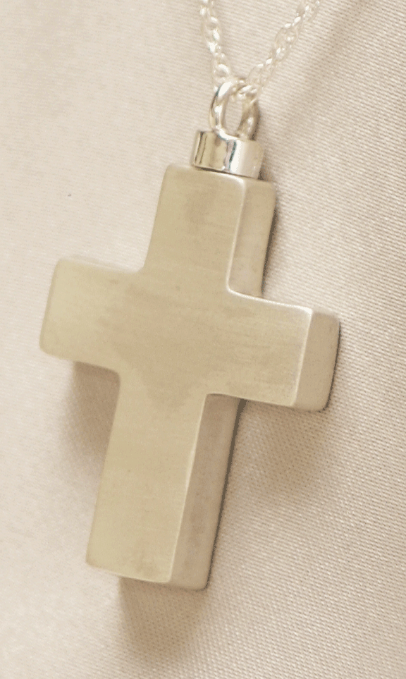 Sterling Silver Plain Cross Cremation Pendant