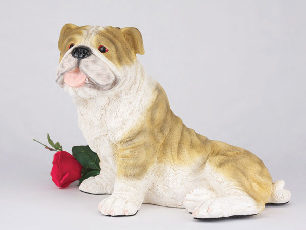  Bulldog, Brindle & White figurine urn 