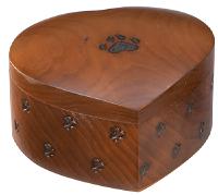 Paw print wood heart  cremation  urn