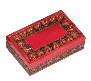 Red heart border urn box