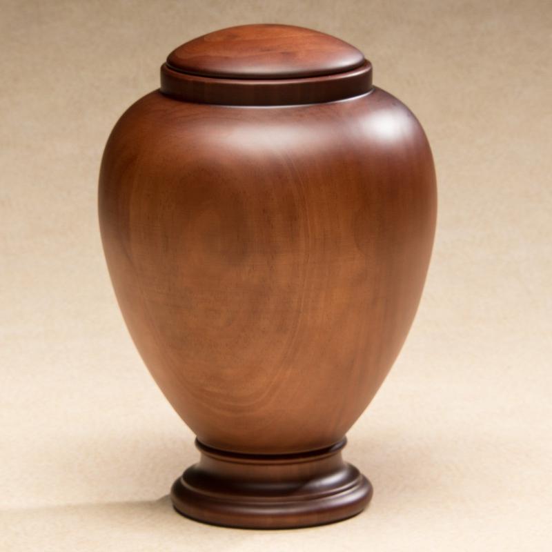 elegant wood cremation urn