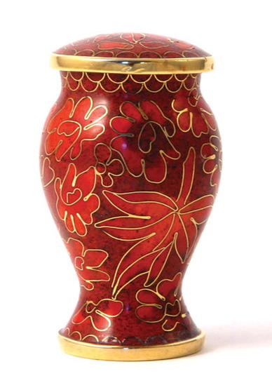red Cloisonne keepsake urn