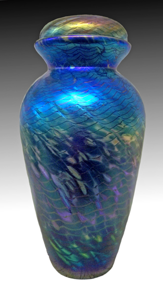 Royal blue glass urn