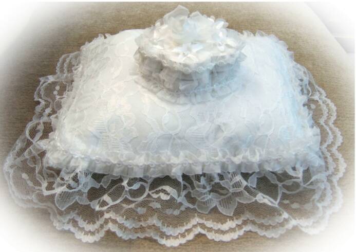 lace skirt wedding ring box pillow