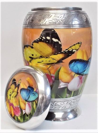 Hand painted butterfly urn