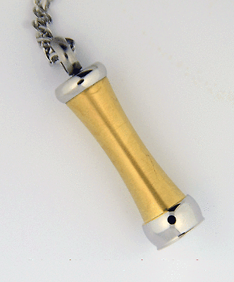 Stainless Steel Gold Cylinder Cremation Urn Pendant