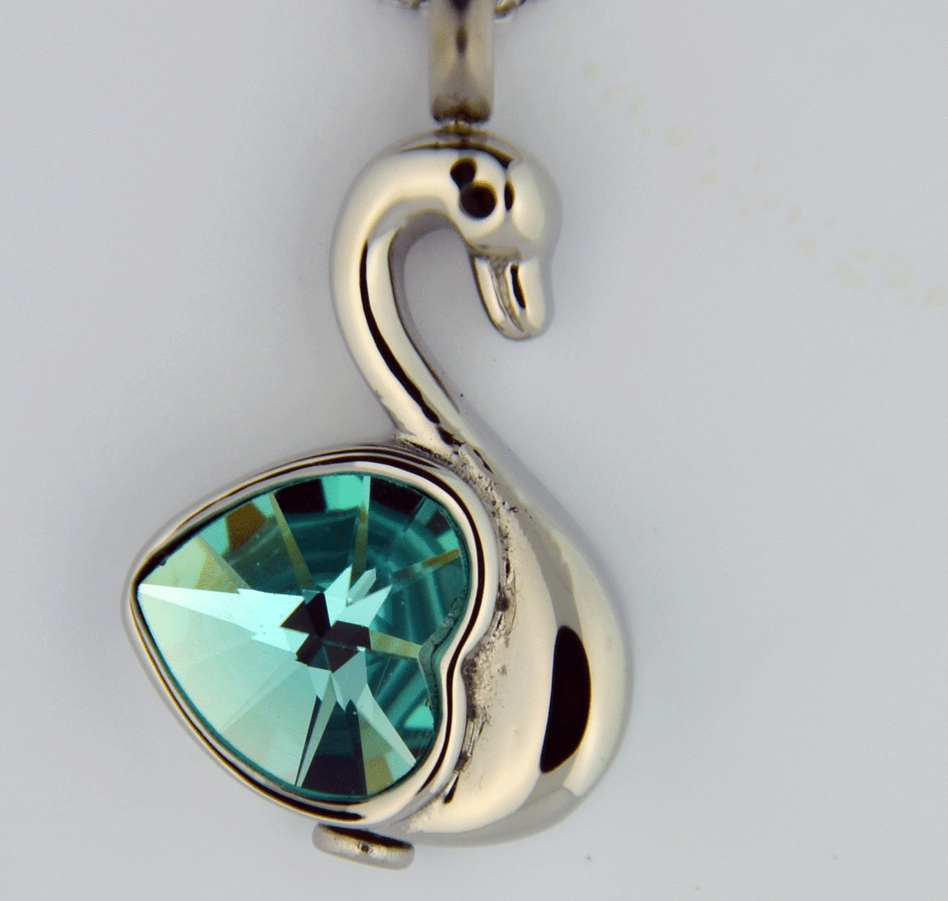 Swan With Blue stone  Heart Cremation pendant