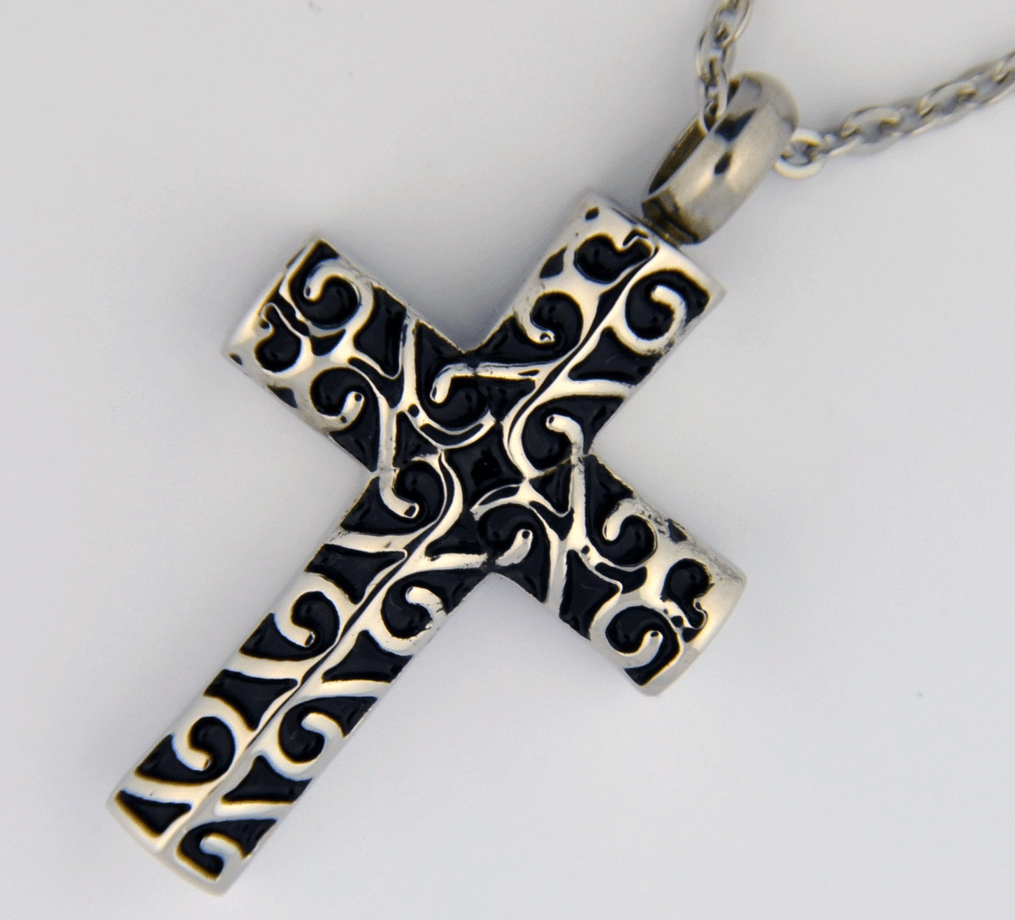 etched cross  memorial ash pendant