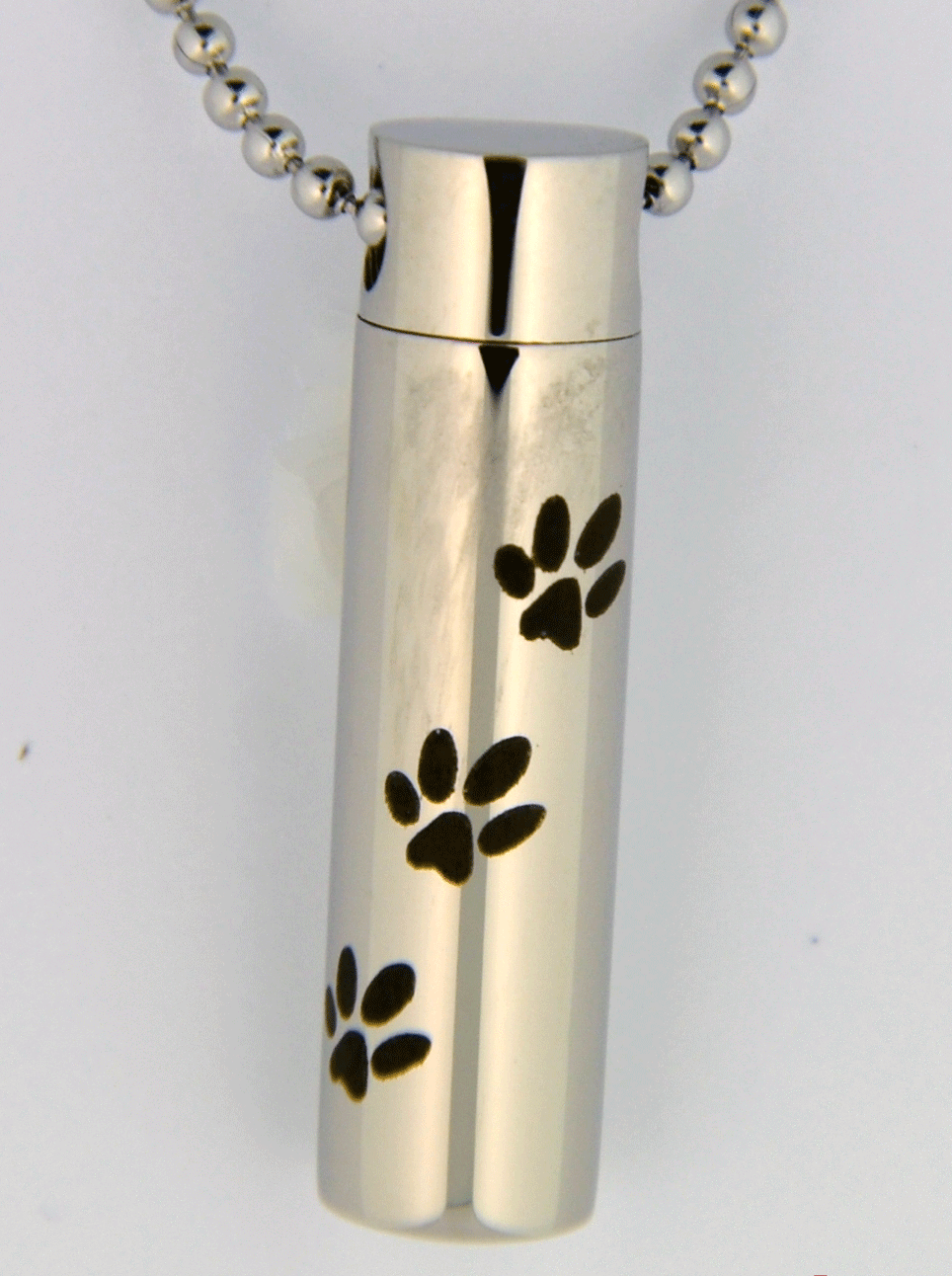 Stainless steel black paw cremation cylinder pendant for ashes