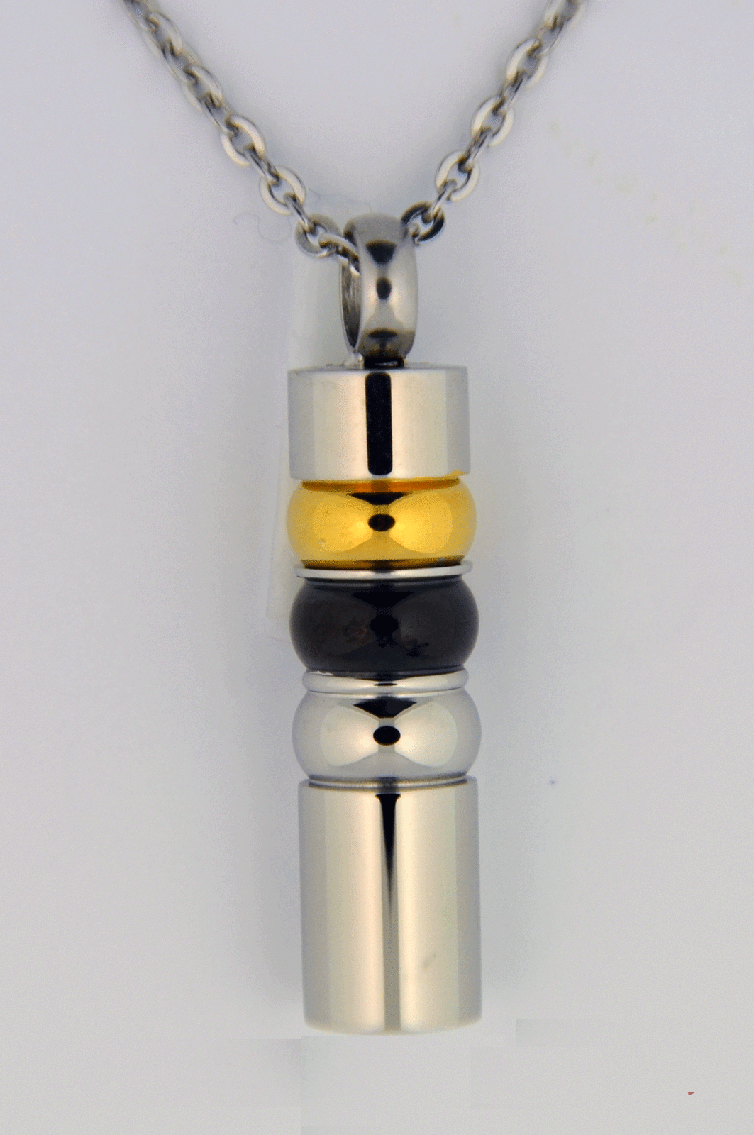 Stainless Steel Tricolored Cylinder Cremation Jewelry Pendant Urn