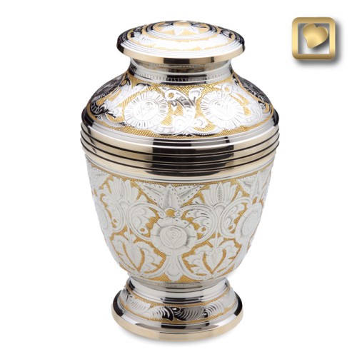 floral brass urn