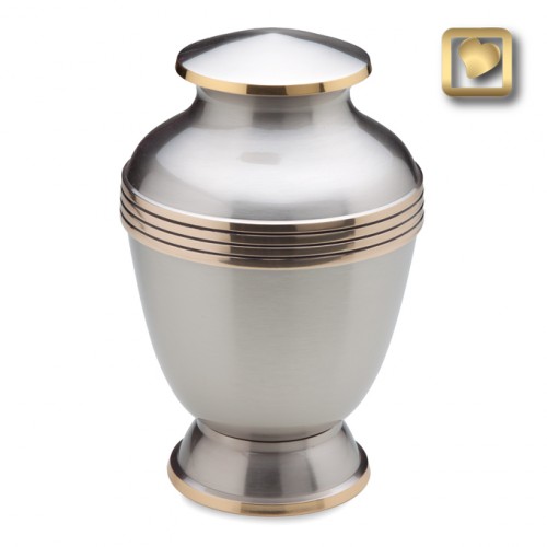 large Elegant pewter and  brass urn