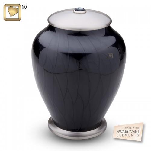 Black Pearl and Silver Brass Urn