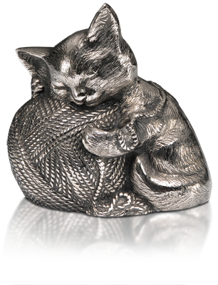 Silver precious Kitty Cat Urn