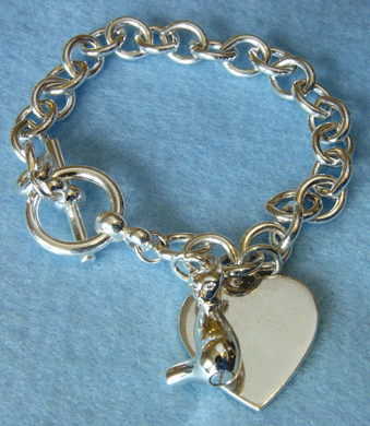 sterling silver cat cremation bracelet