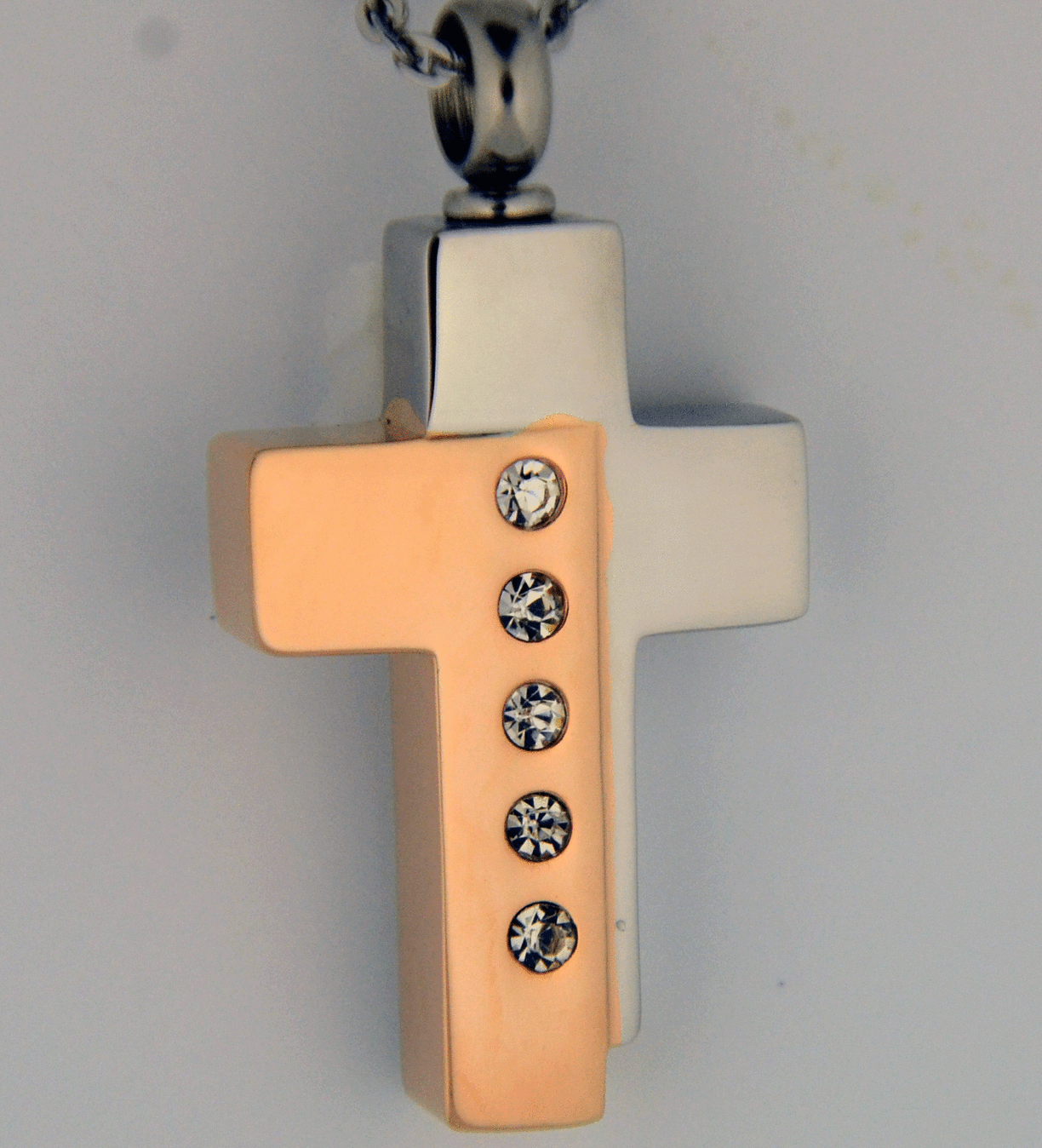 cross with cz memorial ash pendant