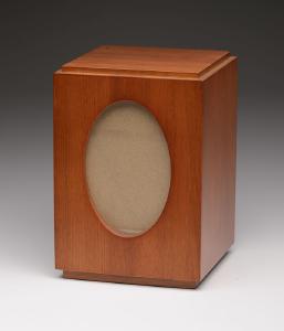 Birchood urn with oval picture frame
