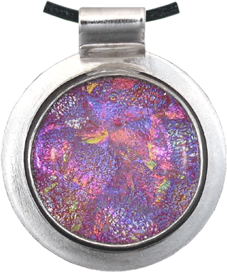 Pink opal dichroic cremation pendant
