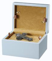 blue Child's cremation urn showing box open
