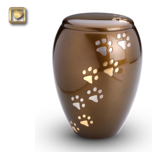 Two-toned paw prints Urn