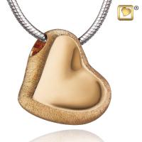 Leaning Heart Plated Two Tone Cremation Pendant