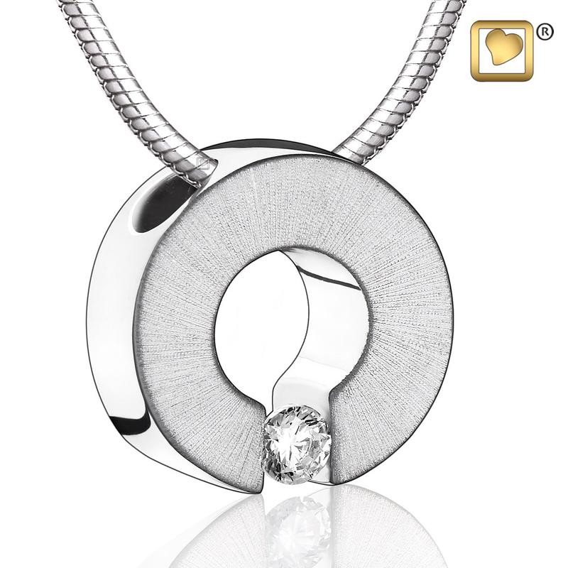 Sterling Silver Two Tone with Clear Crystal Cremation Pendant