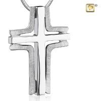 Sterling Silver Cross Elegant Two-Tone Cremation Pendant