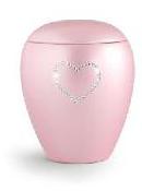 PINK URN WITH CRYSTAL HEART