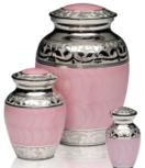 Pink enamel cremation urn