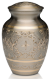 Platinum and Golden Brass cremation urn