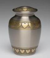 brass Child's cremation urn with hearts