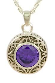 photo of Sterling Silver Heart with amethyst Cremation Pendant