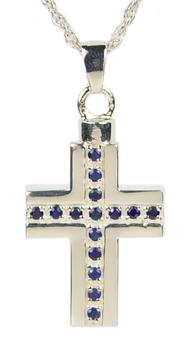 Picture of sterling silver black jeweled cross pendant