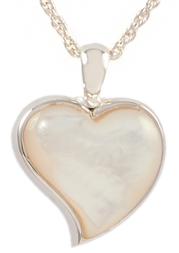 photo of Sterling Silvermother of pearl heart Cremation Pendant