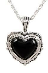 photo of Sterling Silver Heart with Onyx Stone Cremation Pendant