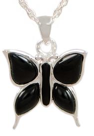 photo of Sterling Silvermother of onyx butterfly  Cremation Pendant