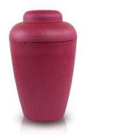 Red vase shaped biodegradable urn