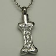 Bone with stones Stainless steel cremation pendant