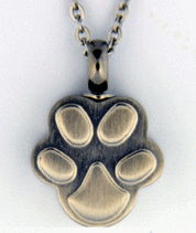 Paw print  Stainless steel cremation pendant
