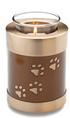 Brown tea light paw print votive candle urn