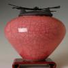 Rose color raku urn