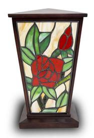 RED ROSE STAINED GLASS CREMATION URN