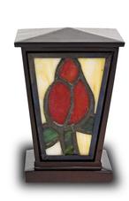 Red Rose Stained Glass Cremation Keepsake