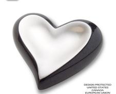 black and silver heartl cremation urn