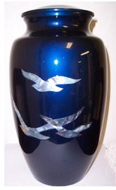 three doves in mother of pearl  Adult Cremation Urn
