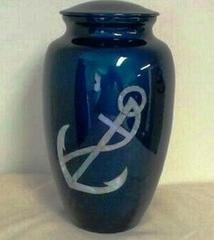 blue urn with anchor